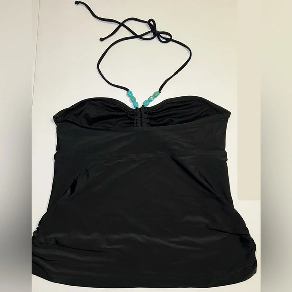 🌻Converse Tankini Top *ONLY* w/ Turquoise Stone-like Detailing on Neck Ties sz L - Picture 2 of 7